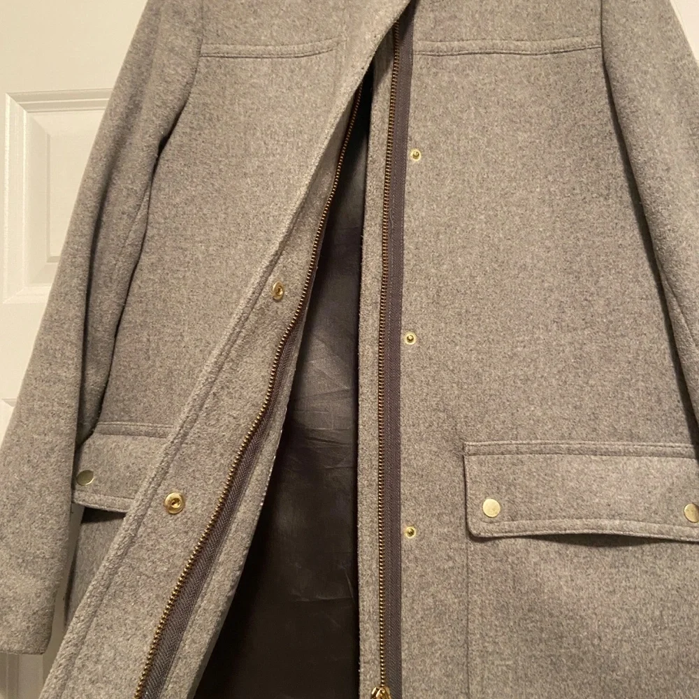 JCrew Gray Hooded Coat - Picture 2 of 5